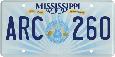 MS license plate ARC260