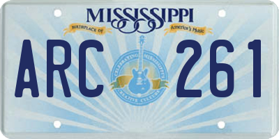 MS license plate ARC261