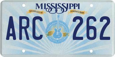 MS license plate ARC262