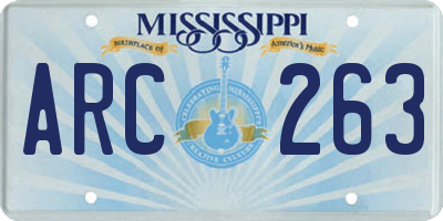 MS license plate ARC263