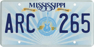 MS license plate ARC265