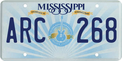 MS license plate ARC268
