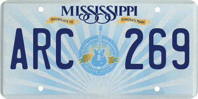 MS license plate ARC269