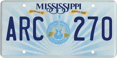 MS license plate ARC270