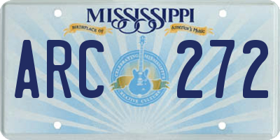 MS license plate ARC272