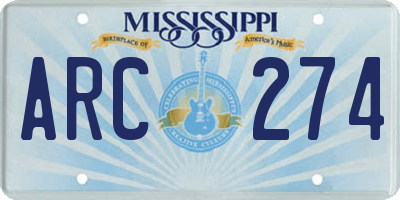 MS license plate ARC274