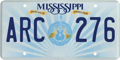 MS license plate ARC276