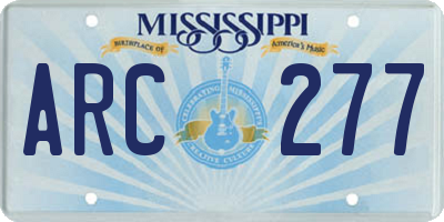 MS license plate ARC277