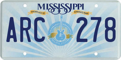 MS license plate ARC278
