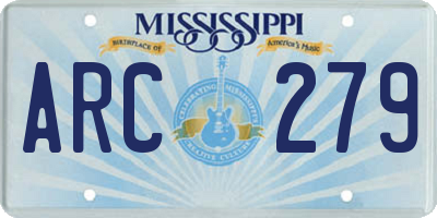 MS license plate ARC279