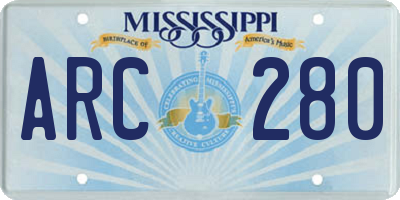 MS license plate ARC280