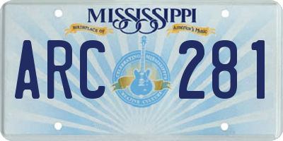 MS license plate ARC281