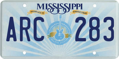 MS license plate ARC283