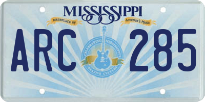 MS license plate ARC285