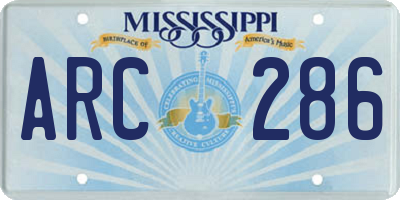 MS license plate ARC286