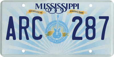 MS license plate ARC287