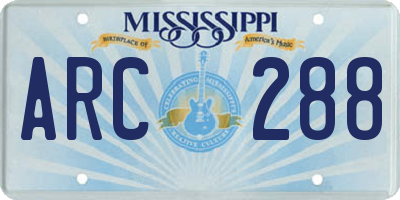 MS license plate ARC288