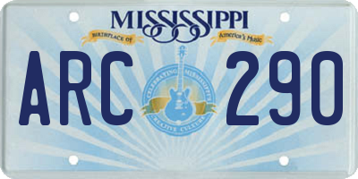 MS license plate ARC290