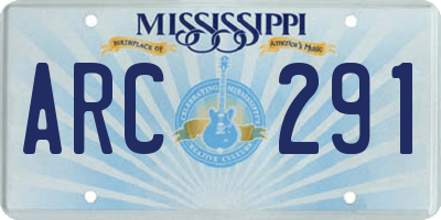 MS license plate ARC291