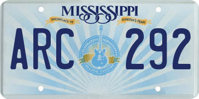 MS license plate ARC292