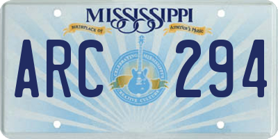 MS license plate ARC294