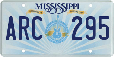 MS license plate ARC295