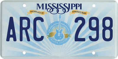MS license plate ARC298