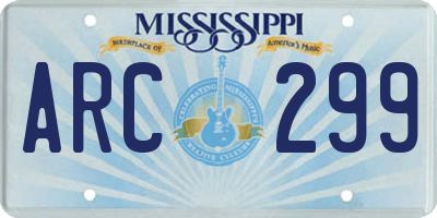MS license plate ARC299