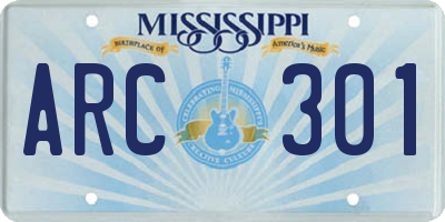 MS license plate ARC301