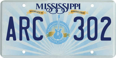 MS license plate ARC302