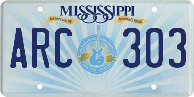 MS license plate ARC303