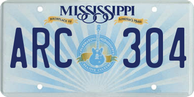MS license plate ARC304