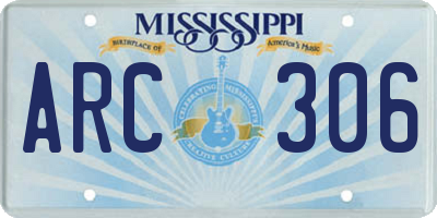 MS license plate ARC306