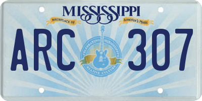 MS license plate ARC307