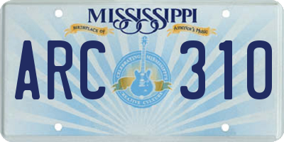 MS license plate ARC310