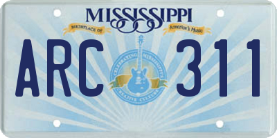 MS license plate ARC311