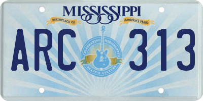 MS license plate ARC313