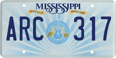 MS license plate ARC317