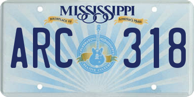 MS license plate ARC318