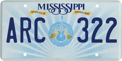 MS license plate ARC322