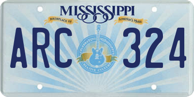 MS license plate ARC324