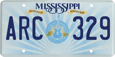 MS license plate ARC329
