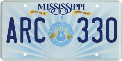 MS license plate ARC330