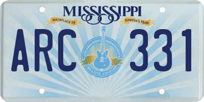 MS license plate ARC331
