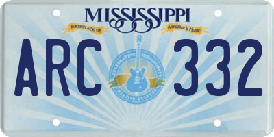 MS license plate ARC332