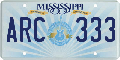 MS license plate ARC333