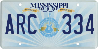 MS license plate ARC334