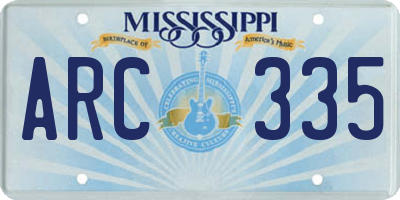 MS license plate ARC335