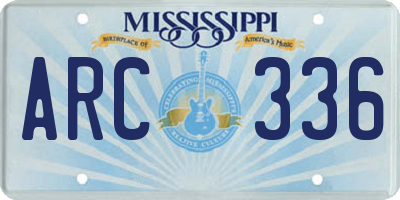 MS license plate ARC336