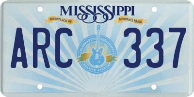 MS license plate ARC337